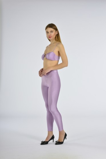 Μωβ Σετ Τοπ Με Κολαν