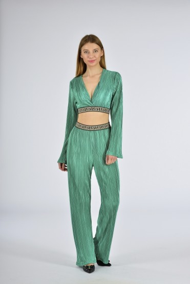Πράσινο Σετ Τοπ Με Παντελόνα