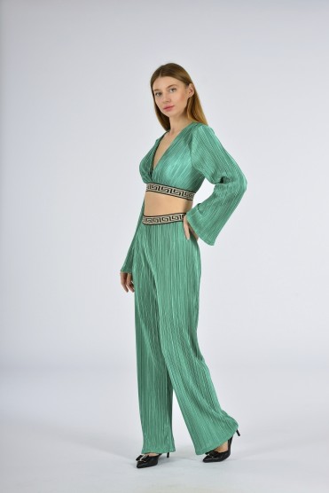 Πράσινο Σετ Τοπ Με Παντελόνα
