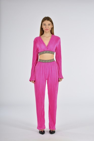 Ροζ Σετ Τοπ Με Παντελόνα