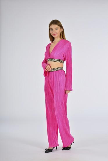 Ροζ Σετ Τοπ Με Παντελόνα