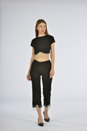 Μαύρο Σετ Τοπ Με Ψηλόμεσο Παντελόνι