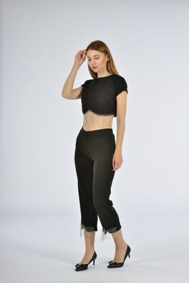 Μαύρο Σετ Τοπ Με Ψηλόμεσο Παντελόνι
