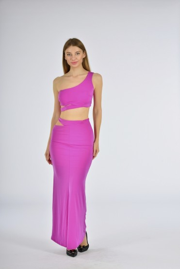 Ροζ Σετ Τοπ Με Φούστα