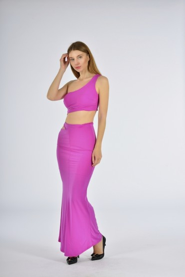 Ροζ Σετ Τοπ Με Φούστα