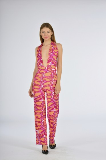 Εμπριμέ Ροζ Ολόσωμη Φόρμα