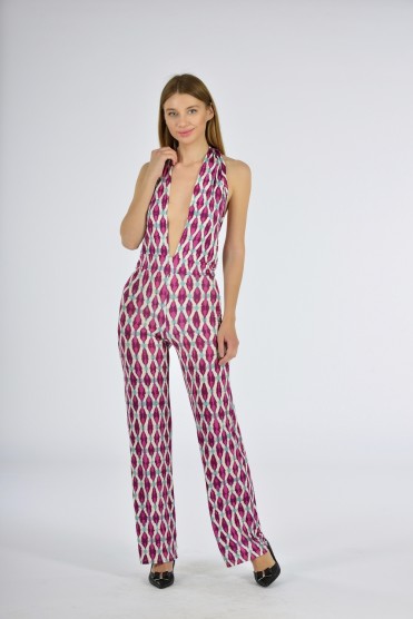 Εμπριμέ Μωβ Ολόσωμη Φόρμα