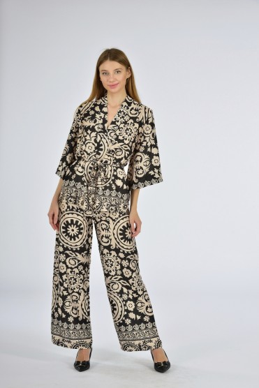 Εμπριμέ Σετ Πουκαμίσα Με Παντελόνα