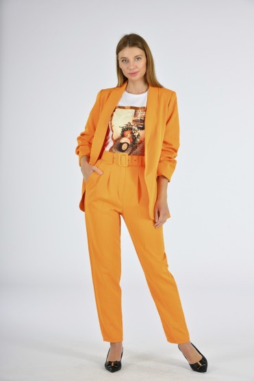 Πορτοκαλί Σετ Σακάκι Με Παντελόνι