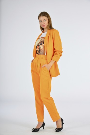 Πορτοκαλί Σετ Σακάκι Με Παντελόνι